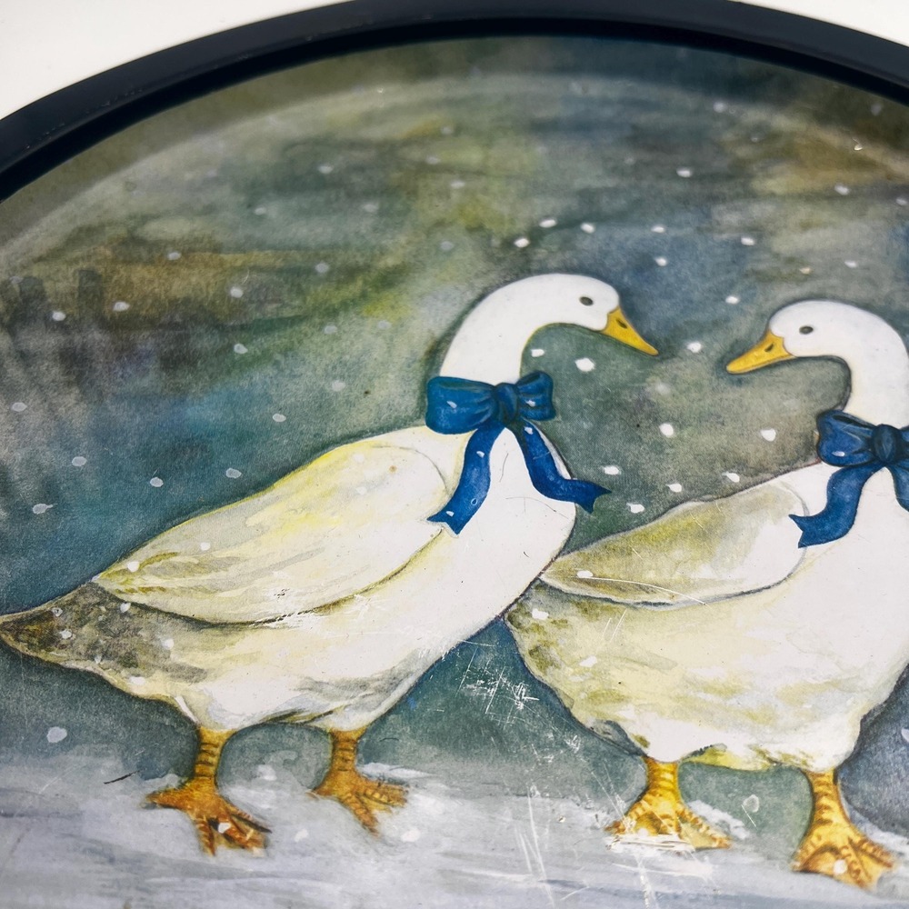 Vintage 1980s Goose Serving Tray Metal Country Kitchen Farmhouse Decor